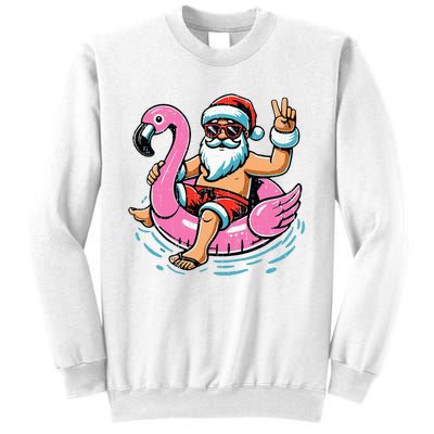 Christmas In July Santa Flamingo Summer Xmas Sweatshirt