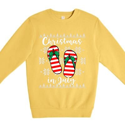 Christmas In July Ugly Christmas Flip Flops Premium Crewneck Sweatshirt