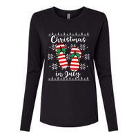 Christmas In July Ugly Christmas Flip Flops Womens Cotton Relaxed Long Sleeve T-Shirt