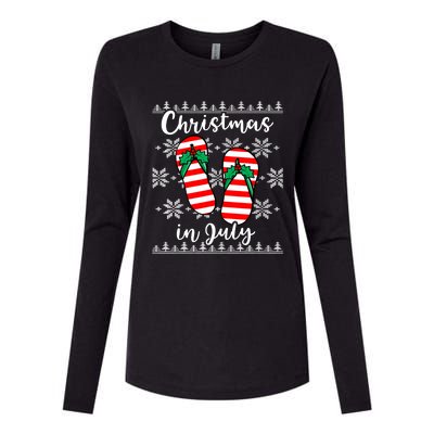 Christmas In July Ugly Christmas Flip Flops Womens Cotton Relaxed Long Sleeve T-Shirt