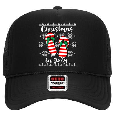 Christmas In July Ugly Christmas Flip Flops High Crown Mesh Back Trucker Hat