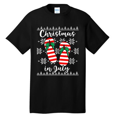 Christmas In July Ugly Christmas Flip Flops Tall T-Shirt