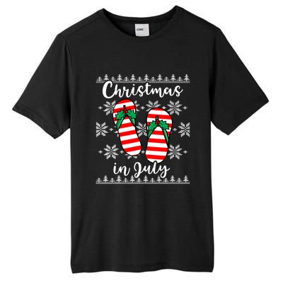 Christmas In July Ugly Christmas Flip Flops Tall Fusion ChromaSoft Performance T-Shirt