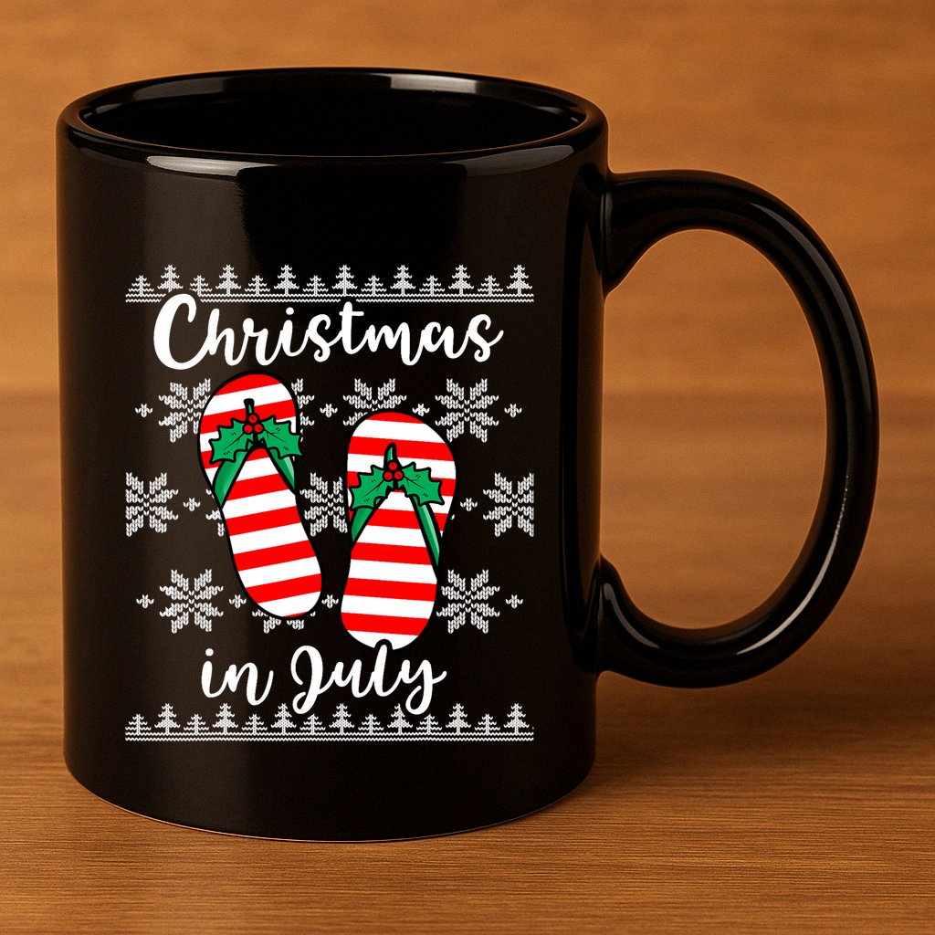 Christmas In July Ugly Christmas Flip Flops 11oz C Handle Ceramic Mug