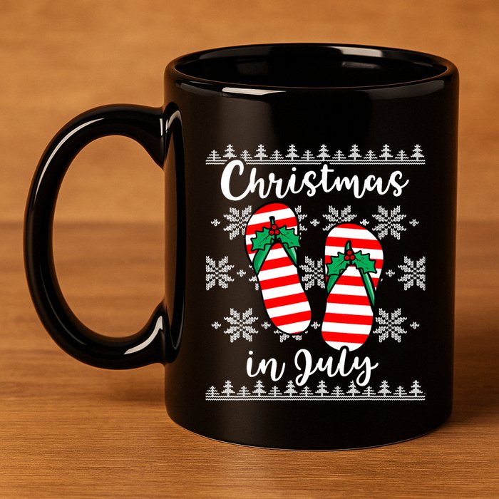 Christmas In July Ugly Christmas Flip Flops 11oz C Handle Ceramic Mug