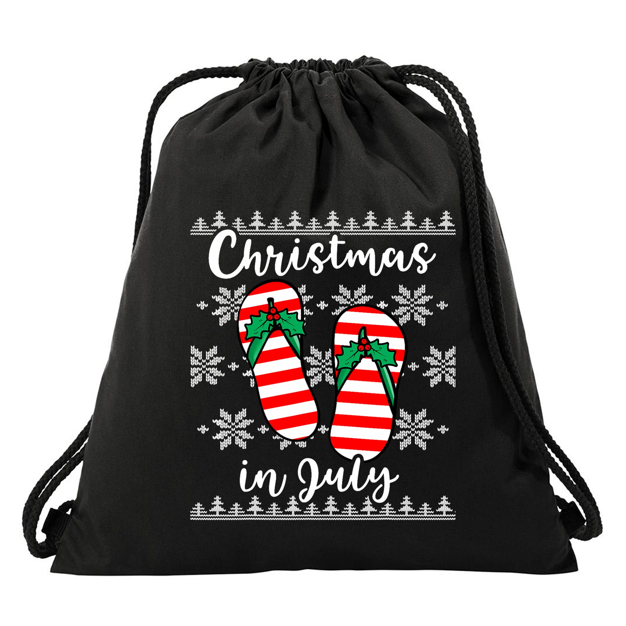 Christmas In July Ugly Christmas Flip Flops Drawstring Bag