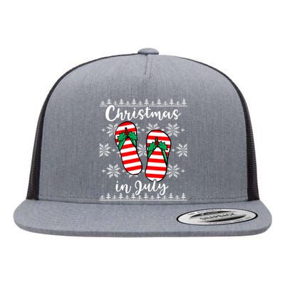 Christmas In July Ugly Christmas Flip Flops Flat Bill Trucker Hat