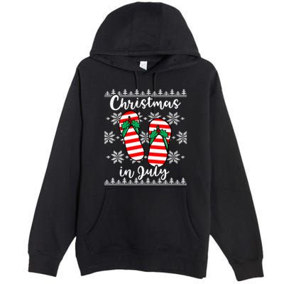 Christmas In July Ugly Christmas Flip Flops Premium Pullover Hoodie