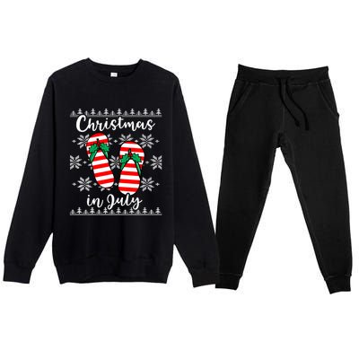 Christmas In July Ugly Christmas Flip Flops Premium Crewneck Sweatsuit Set