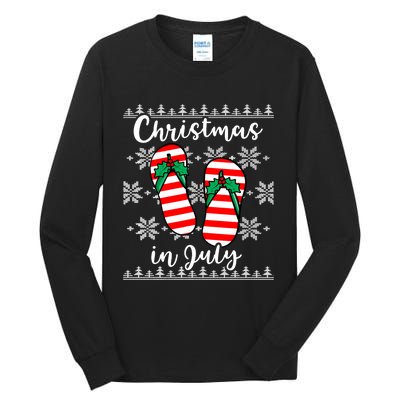 Christmas In July Ugly Christmas Flip Flops Tall Long Sleeve T-Shirt