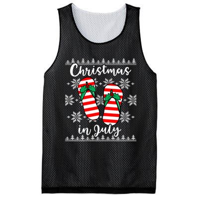 Christmas In July Ugly Christmas Flip Flops Mesh Reversible Basketball Jersey Tank