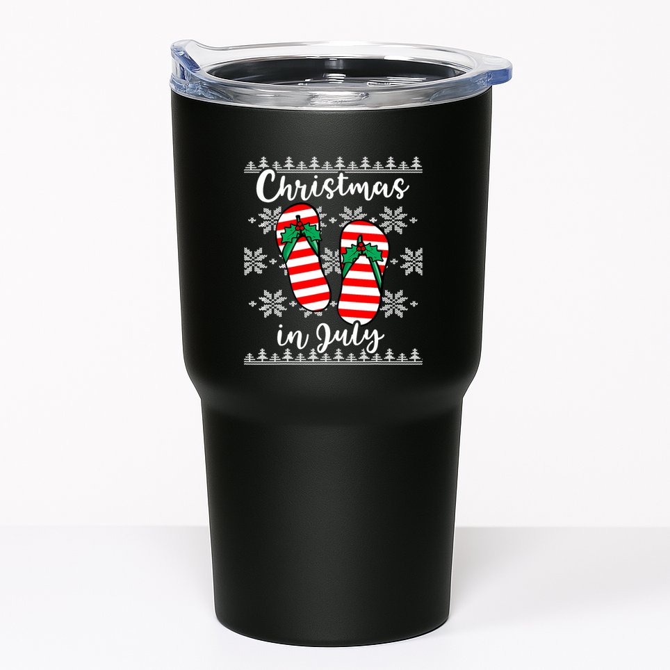 Christmas In July Ugly Christmas Flip Flops Tumbler