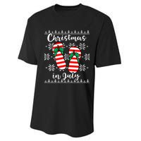 Christmas In July Ugly Christmas Flip Flops Performance Sprint T-Shirt