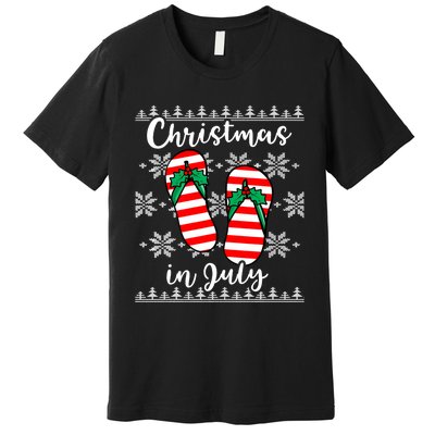 Christmas In July Ugly Christmas Flip Flops Premium T-Shirt