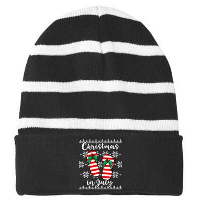 Christmas In July Ugly Christmas Flip Flops Striped Beanie with Solid Band