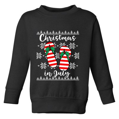 Christmas In July Ugly Christmas Flip Flops Toddler Sweatshirt