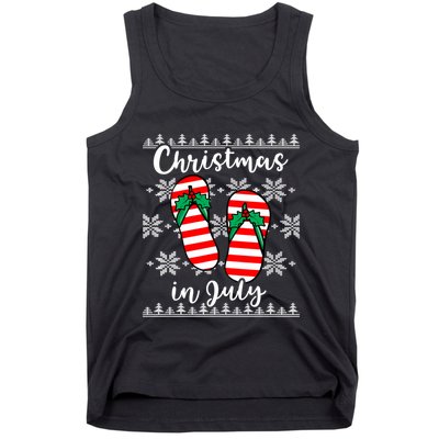 Christmas In July Ugly Christmas Flip Flops Tank Top
