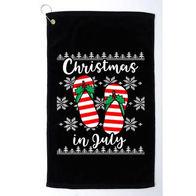 Christmas In July Ugly Christmas Flip Flops Golf Towel