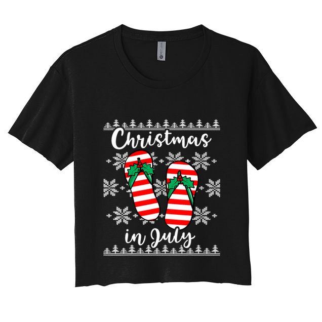 Christmas In July Ugly Christmas Flip Flops Crop Top