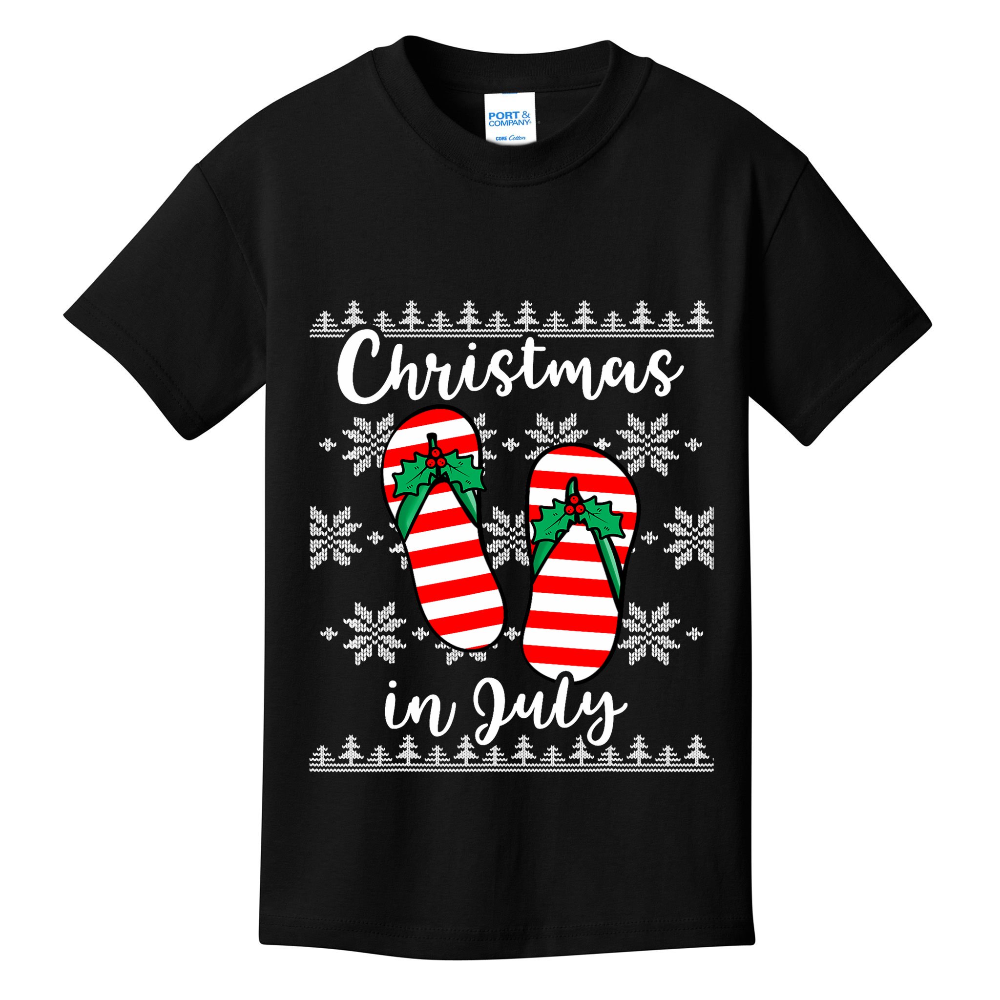 Christmas In July Ugly Christmas Flip Flops Kids T-Shirt