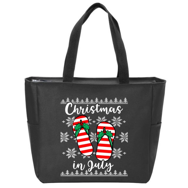 Christmas In July Ugly Christmas Flip Flops Zip Tote Bag