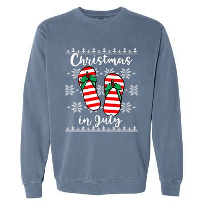 Christmas In July Ugly Christmas Flip Flops Garment-Dyed Sweatshirt