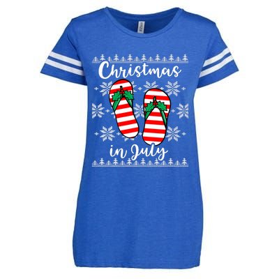 Christmas In July Ugly Christmas Flip Flops Enza Ladies Jersey Football T-Shirt