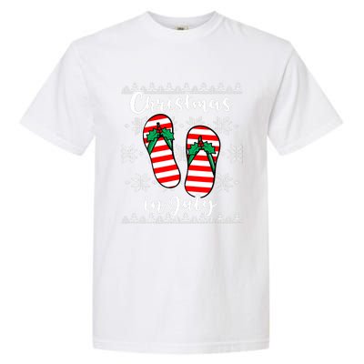 Christmas In July Ugly Christmas Flip Flops Garment-Dyed Heavyweight T-Shirt