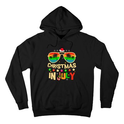 Christmas In July Beach Surf Santa Summer Tree Hoodie