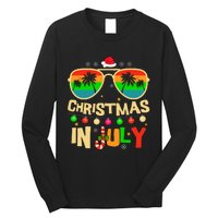 Christmas In July Beach Surf Santa Summer Tree Long Sleeve Shirt