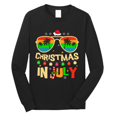 Christmas In July Beach Surf Santa Summer Tree Long Sleeve Shirt