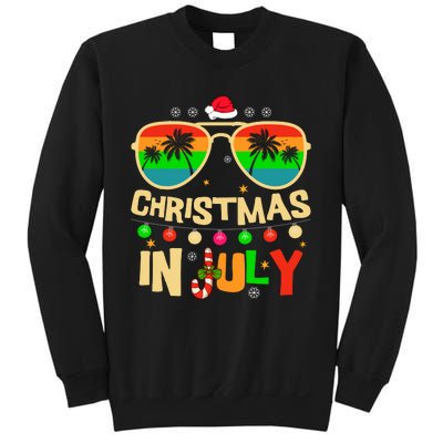 Christmas In July Beach Surf Santa Summer Tree Sweatshirt