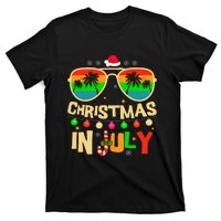 Christmas In July Beach Surf Santa Summer Tree T-Shirt