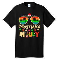 Christmas In July Beach Surf Santa Summer Tree Tall T-Shirt