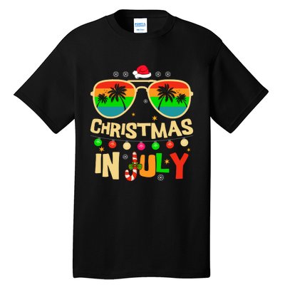 Christmas In July Beach Surf Santa Summer Tree Tall T-Shirt