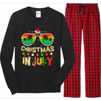 Christmas In July Beach Surf Santa Summer Tree Long Sleeve Pajama Set