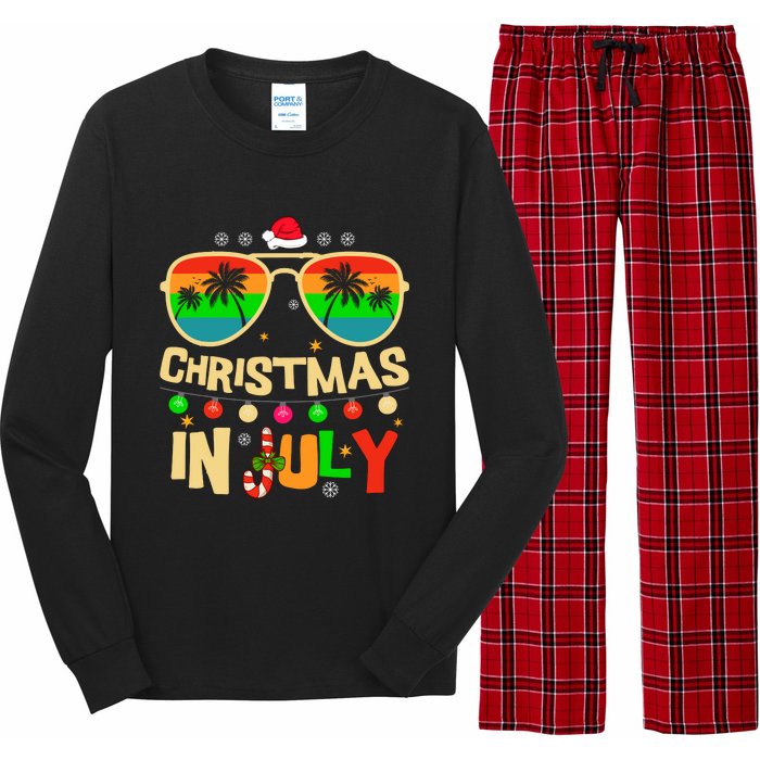 Christmas In July Beach Surf Santa Summer Tree Long Sleeve Pajama Set