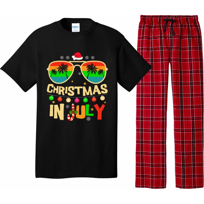 Christmas In July Beach Surf Santa Summer Tree Pajama Set