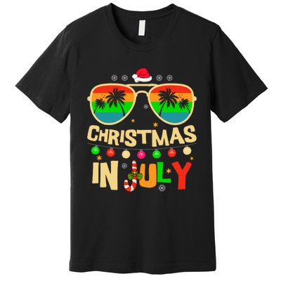 Christmas In July Beach Surf Santa Summer Tree Premium T-Shirt