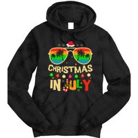 Christmas In July Beach Surf Santa Summer Tree Tie Dye Hoodie