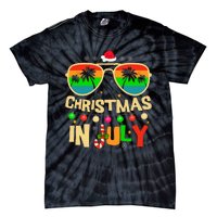 Christmas In July Beach Surf Santa Summer Tree Tie-Dye T-Shirt