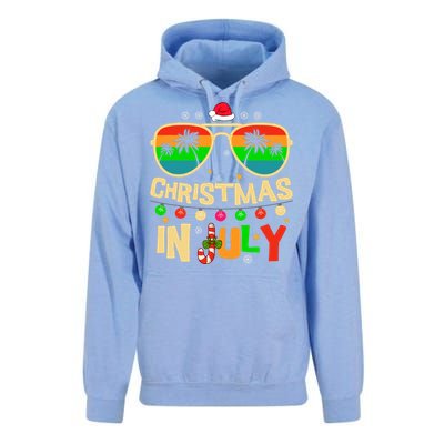 Christmas In July Beach Surf Santa Summer Tree Unisex Surf Hoodie