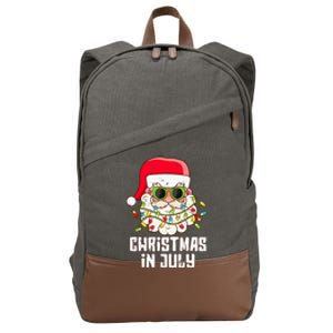 christmas in july santa hat sunglasses beach summer Cotton Canvas Backpack