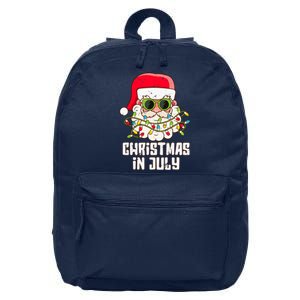 christmas in july santa hat sunglasses beach summer 16 in Basic Backpack