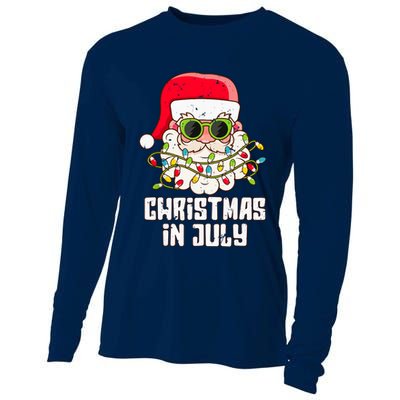 christmas in july santa hat sunglasses beach summer Cooling Performance Long Sleeve Crew