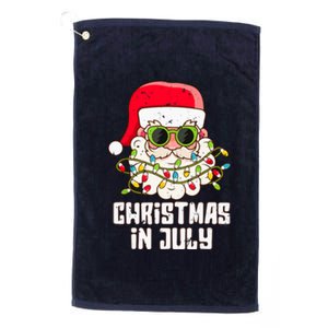 christmas in july santa hat sunglasses beach summer Platinum Collection Golf Towel