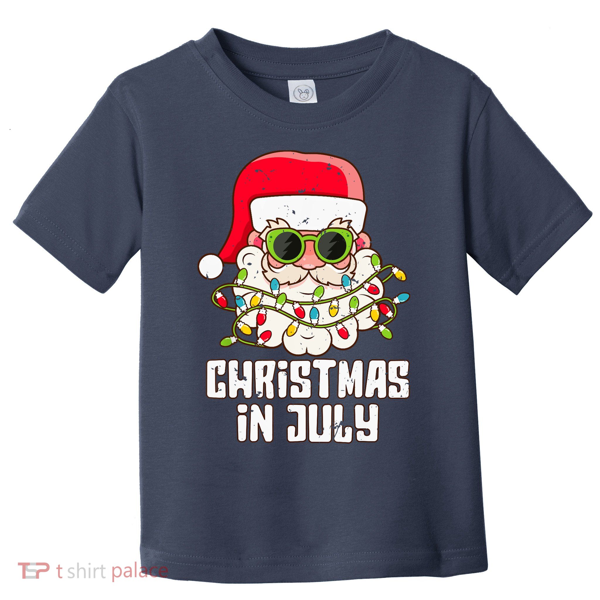 christmas in july santa hat sunglasses beach summer Toddler T-Shirt