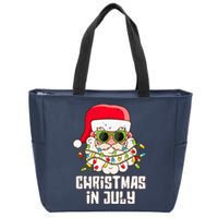 christmas in july santa hat sunglasses beach summer Zip Tote Bag