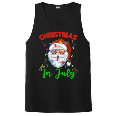 Christmas In July Santa Hat Sunglasses USA Flag Summer PosiCharge Competitor Tank