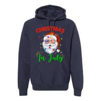 Christmas In July Santa Hat Sunglasses USA Flag Summer Premium Hoodie